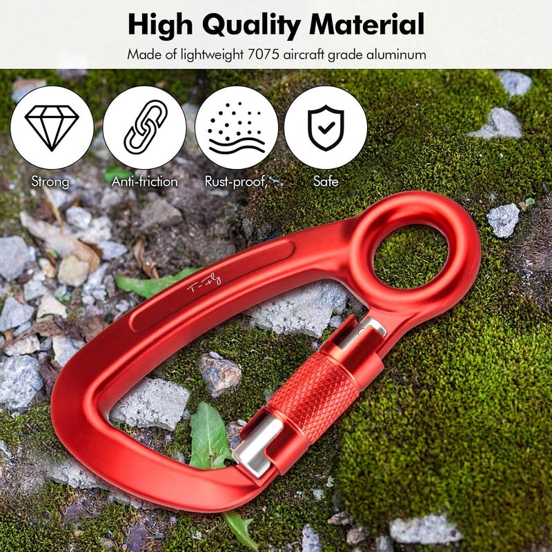 Tfly Auto Locking Carabiner 35KN (7868 lbs), UIAA Certified Climbing Rock Carabiner with Round Eyelet for Rappelling, Climbing, Ropes - Image 4